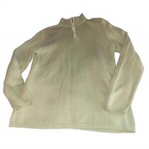 Karen Scott Sport Light Green 1/4 Zip Sweater Petite Medium Spring Knit Woven